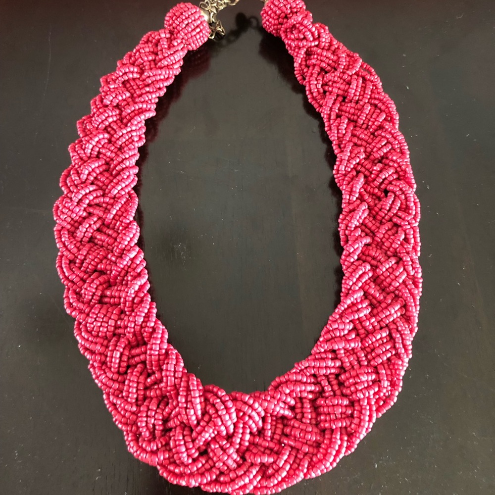 Red chunky beaded necklace